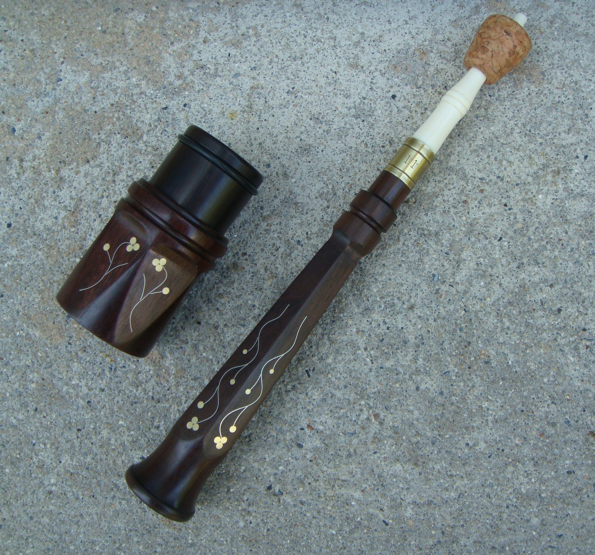 Inlayed Palisander Tube and Brazialian Rosewood Hex Calls Custom