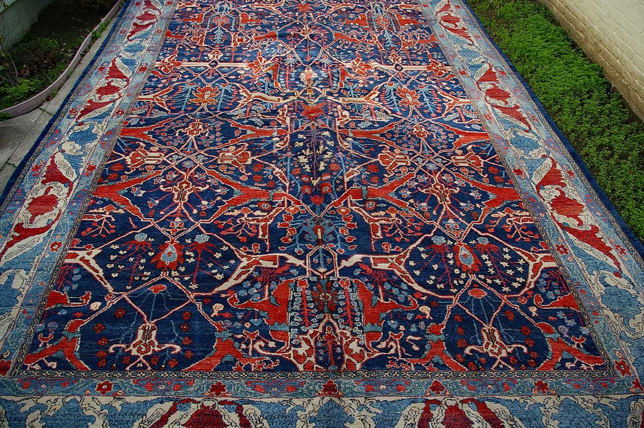 Turkish Azeri Indigo Kurdish Design 12×20 Golden Age Oriental Rug