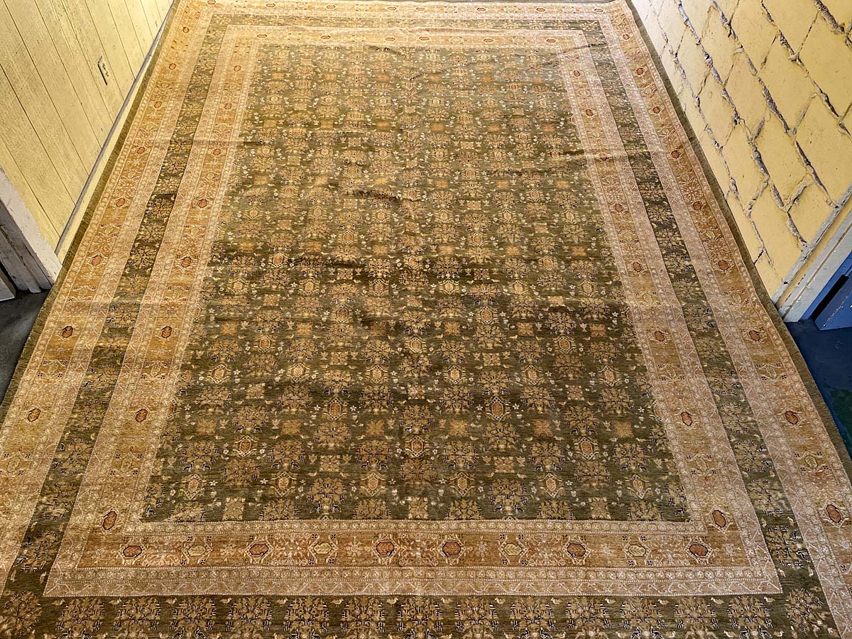 Fine Afghan Senneh Green 10×14 Golden Age Oriental Rug Importers