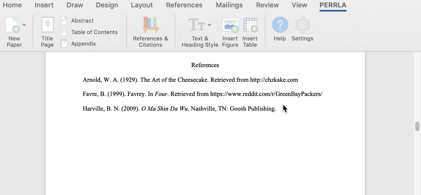 Adding an Appendix to your Paper (Addin) PERRLA