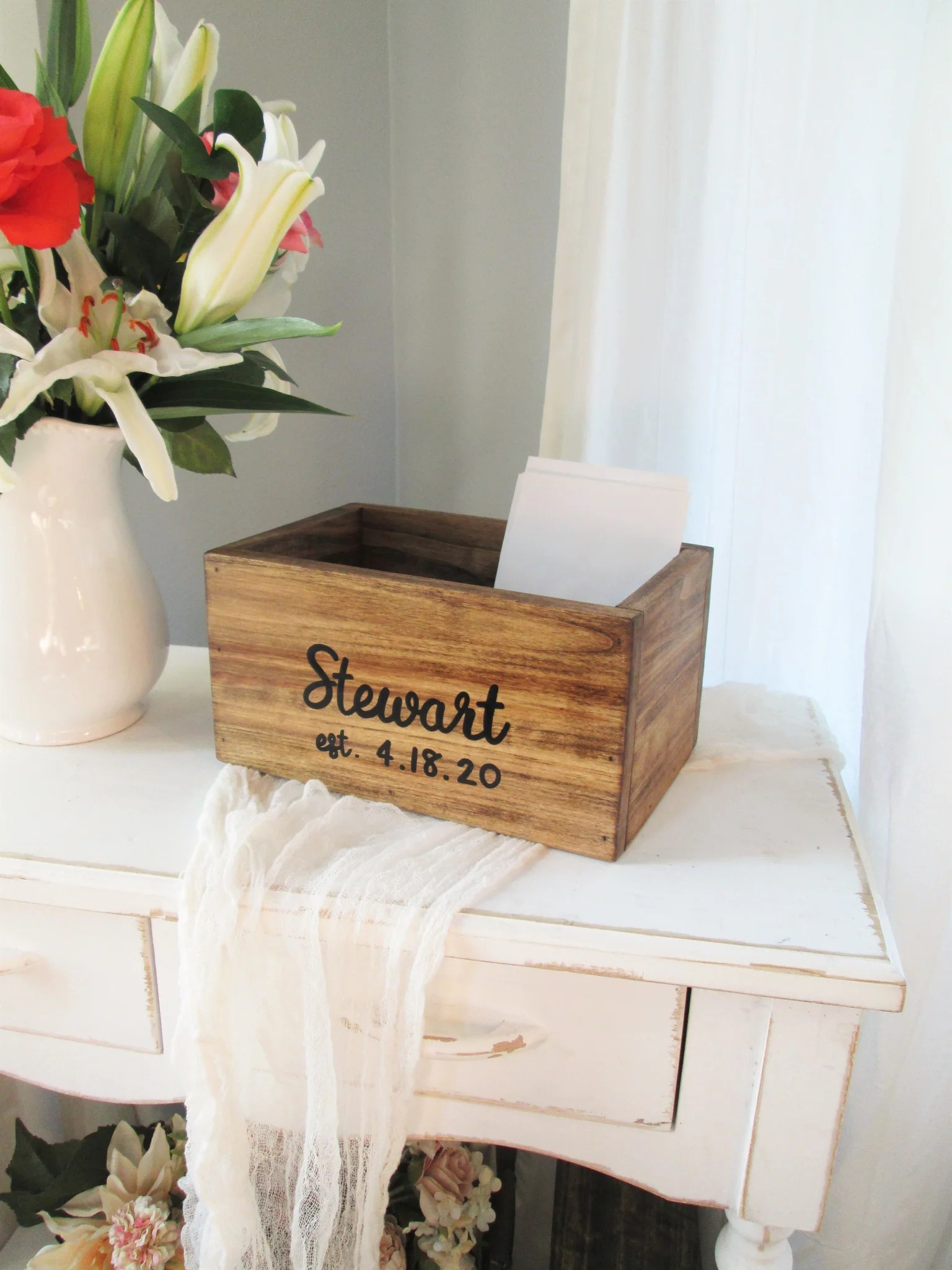 Personalized Wooden Cards Box Wedding Decor by Perryhill Rustics