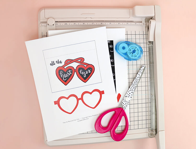 Free Printable Valentine Cards with Heart Glasses - Persia Lou