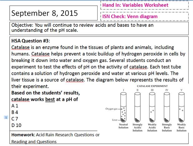 Semester 1 Class work and Homework to Science with Mrs. Persico