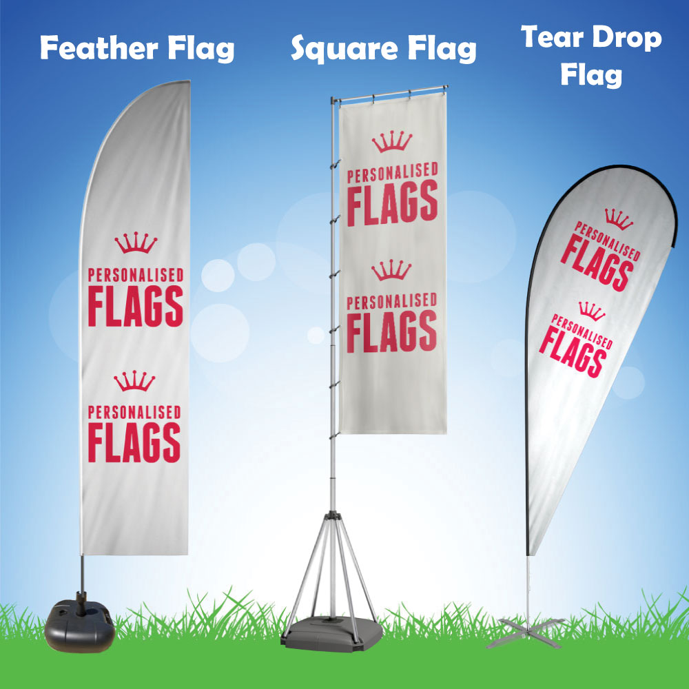 Custom Printed Advertising Tear Drop Flag, includes pole & black water