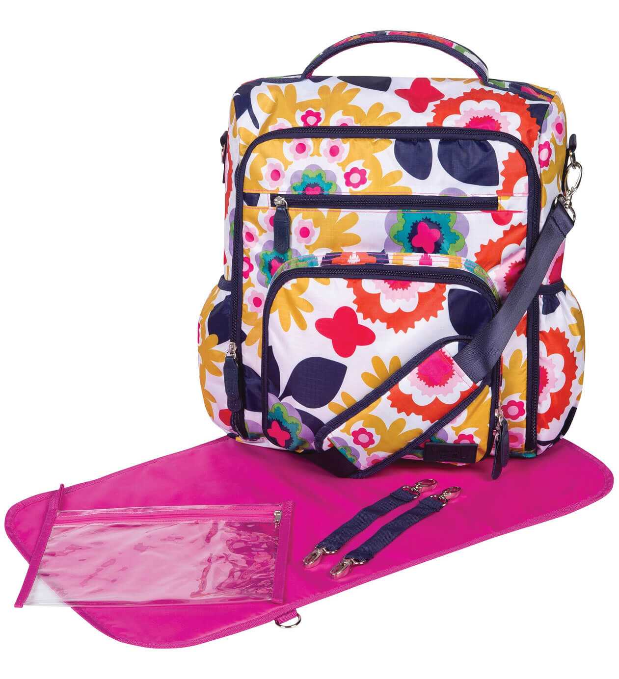 Monogrammed Backpack Diaper Bag Colorful Floral Personalized Babies