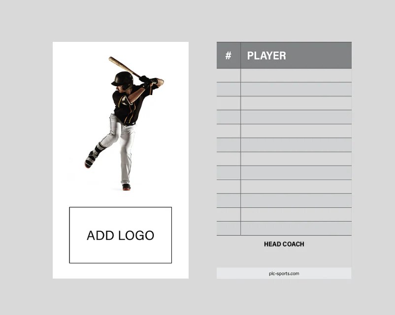 Baseball Roster Card (12 Player Roster) Personalized Lineup Cards