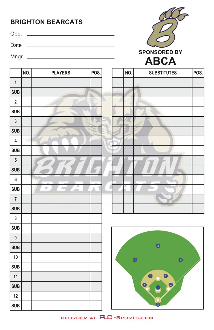 Personalized Baseball & Softball Lineup & Dugout Cards With Your Logo