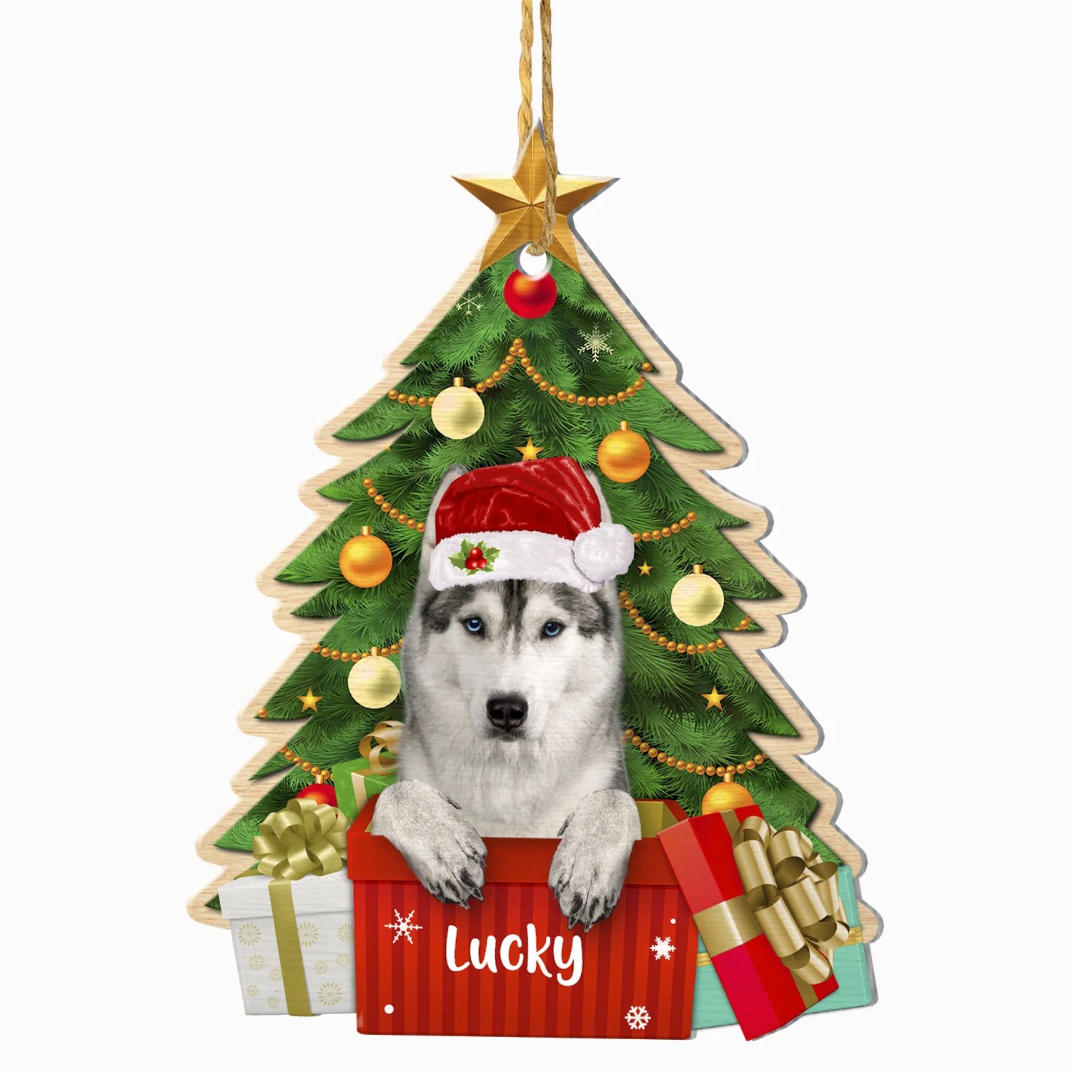 Personalized Husky Christmas Tree Aluminum Ornament PERSONALIZEDWITCH