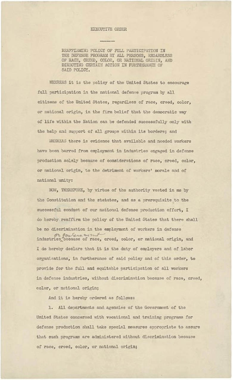 Executive Order 8802 Experiencing History Holocaust Sources in Context