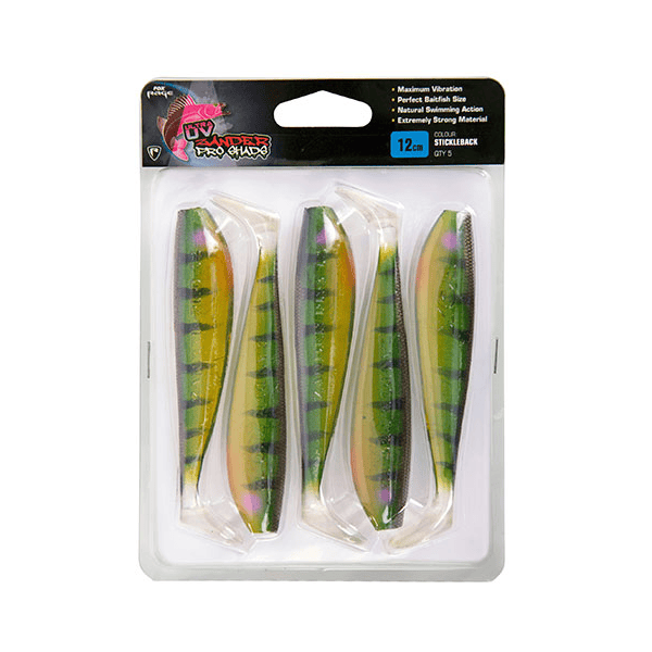 Fox Rage Zander Pro Shad Stickleback Ultra UV Packs 5pz