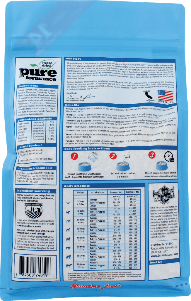 Grandma Lucy's PUREFORMANCE FISH Dog Food 3lb Pet Insight