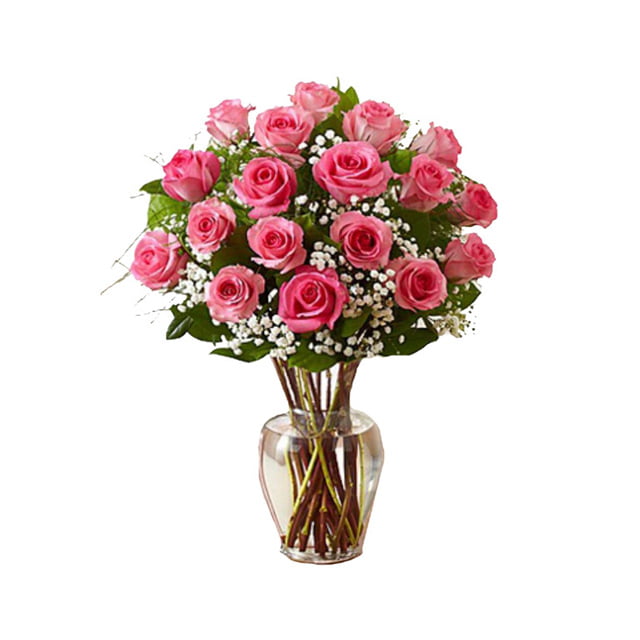 Awesome Pink Roses Vase 24 Pink Roses with Vase Arrangement