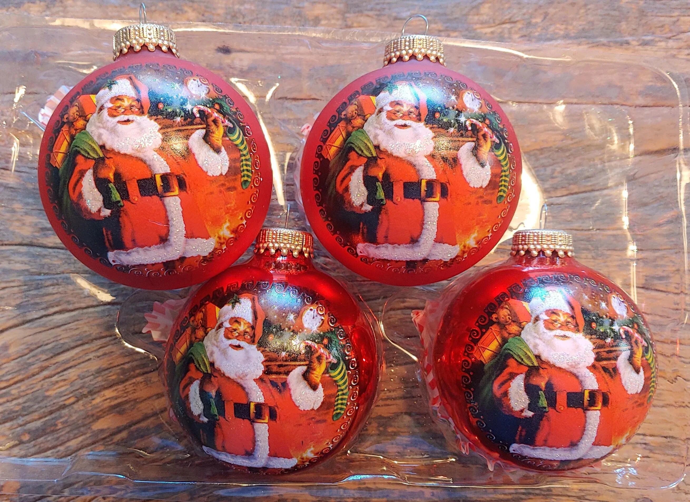 Christmas by Krebs Vintage Red Santa Christmas Ornaments Petal