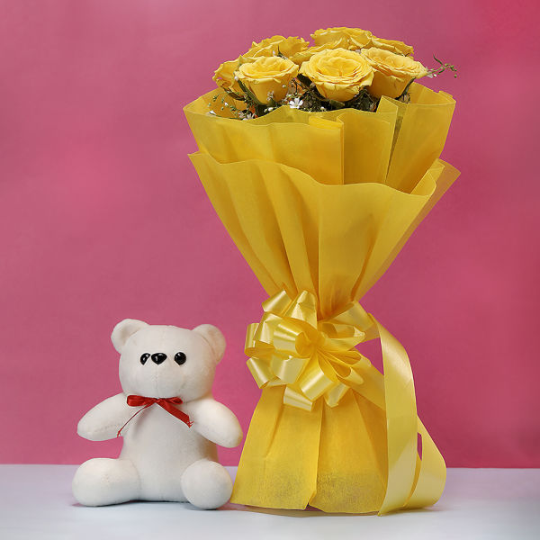 Send Roses N Teddy Combo to Guwahati online with Petalscart