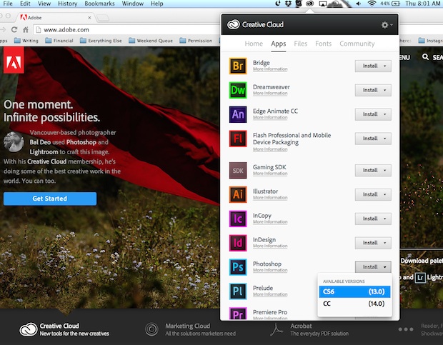 Creative Cloud Update Allows You to Install Previous