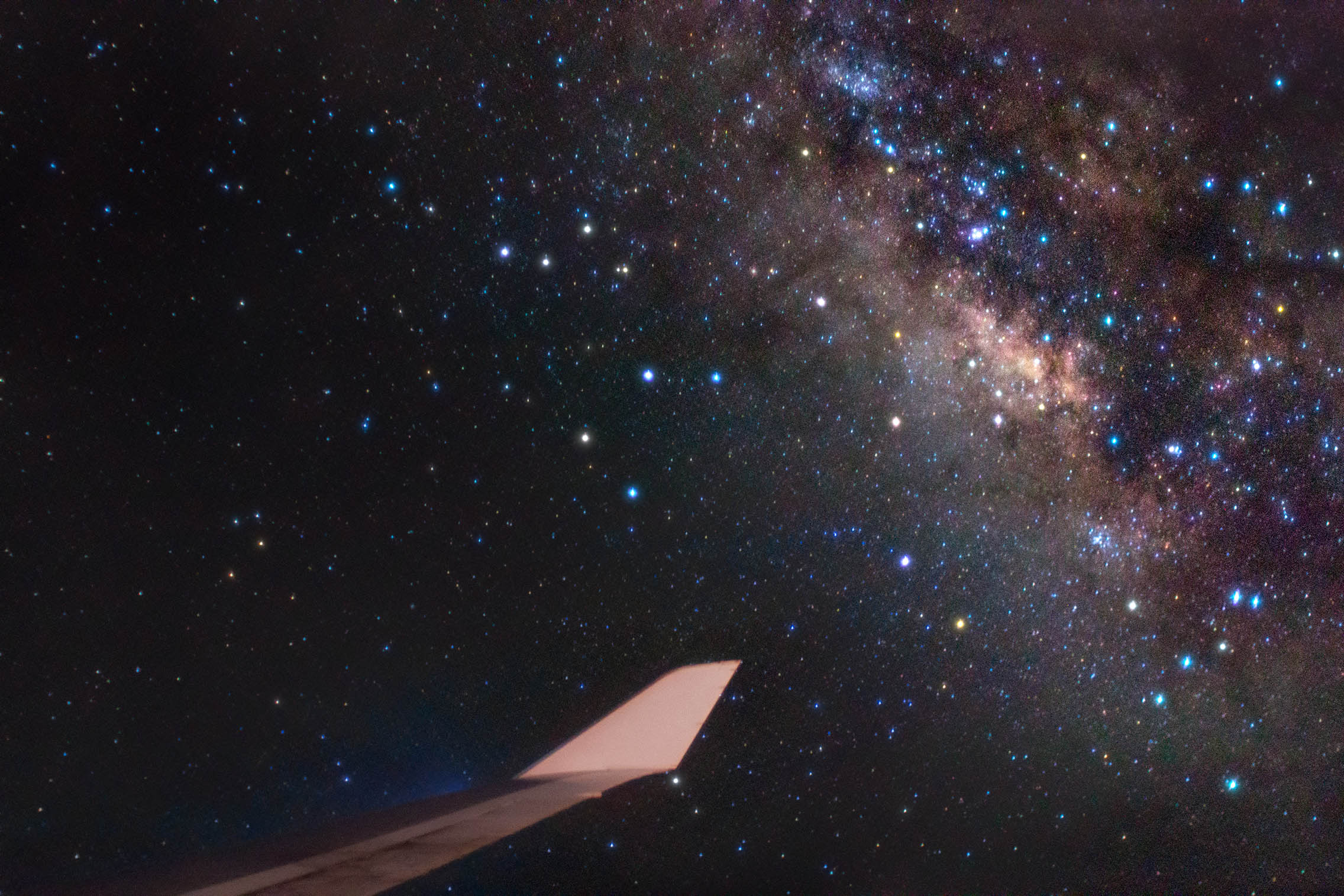 Photograph of the Milky Way Taken Out the Window of an Airplane Above