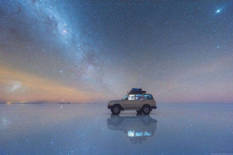 Photographer Captures the Milky Way Mirrored on Flooded Salt Flats