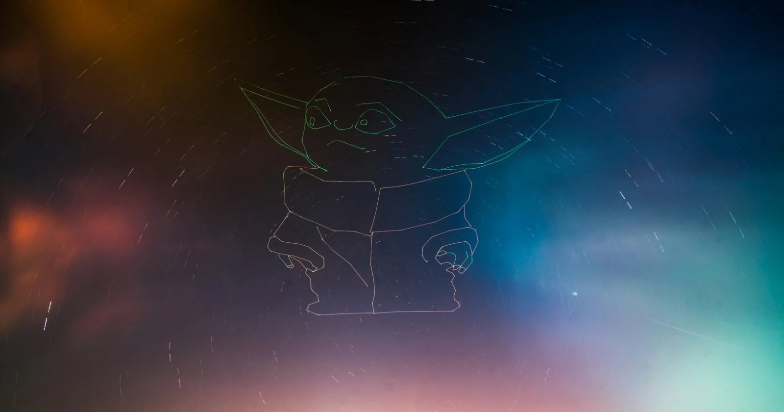 This Photographer Used a Drone to Lightpaint a Giant Baby Yoda in the