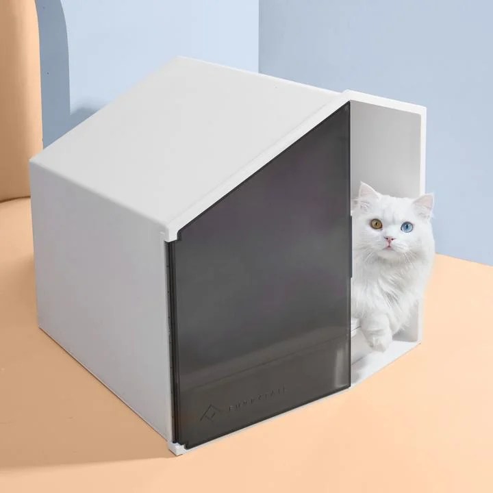 Furrytail SemiClosed Glow House Cat Litter Box with Scoop Pet Barn