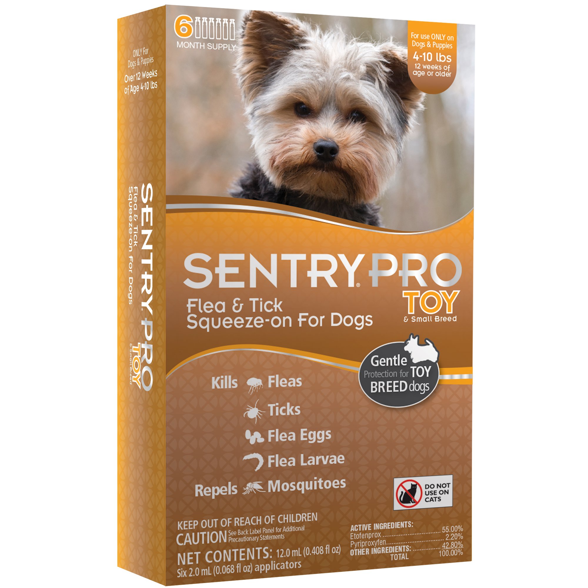 Sentry Pro SqueezeOn Toy & Small Breed Dogs 4 to 10 lbs. Flea & Tick
