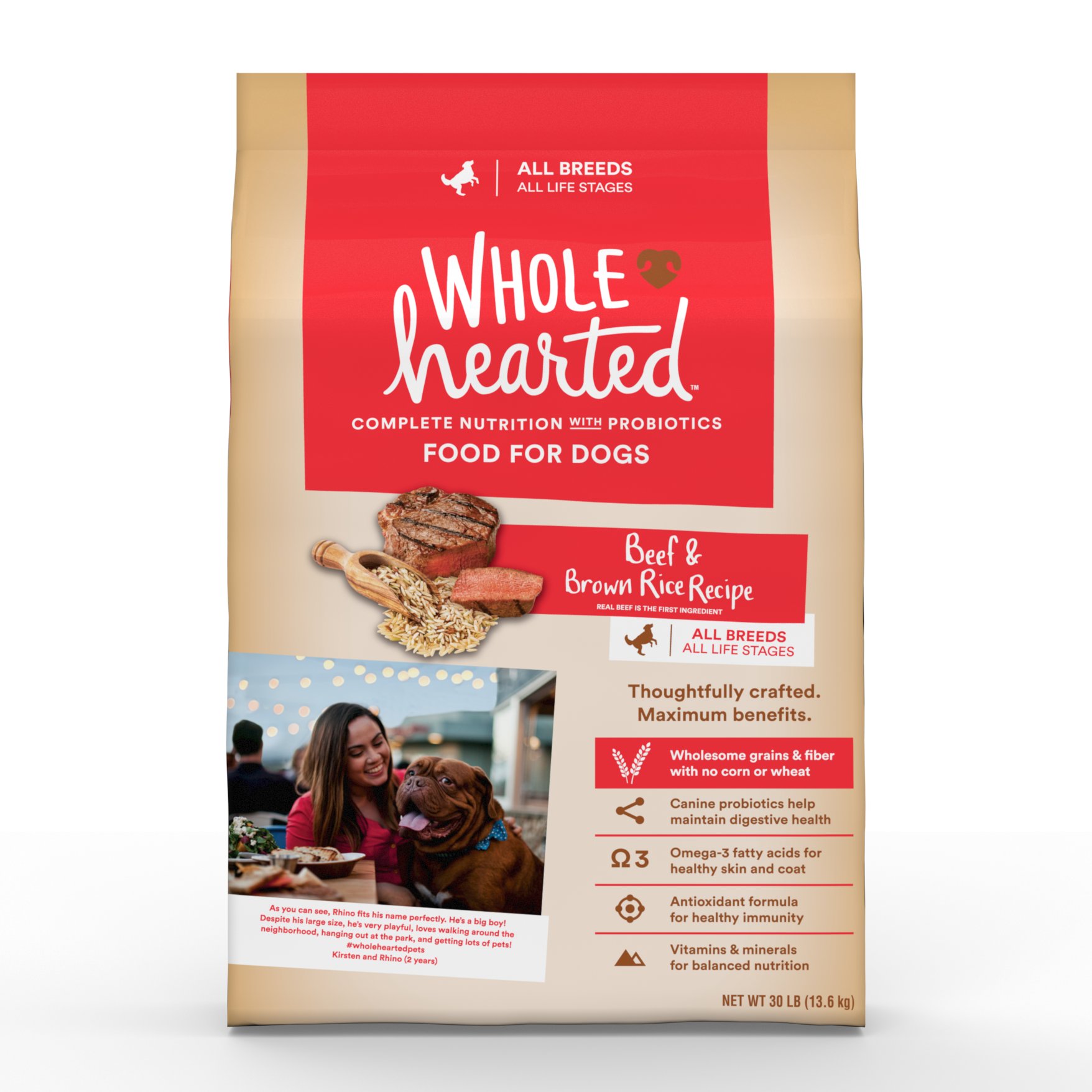 WholeHearted All Life Stages Beef and Brown Rice Recipe Dry Dog Food