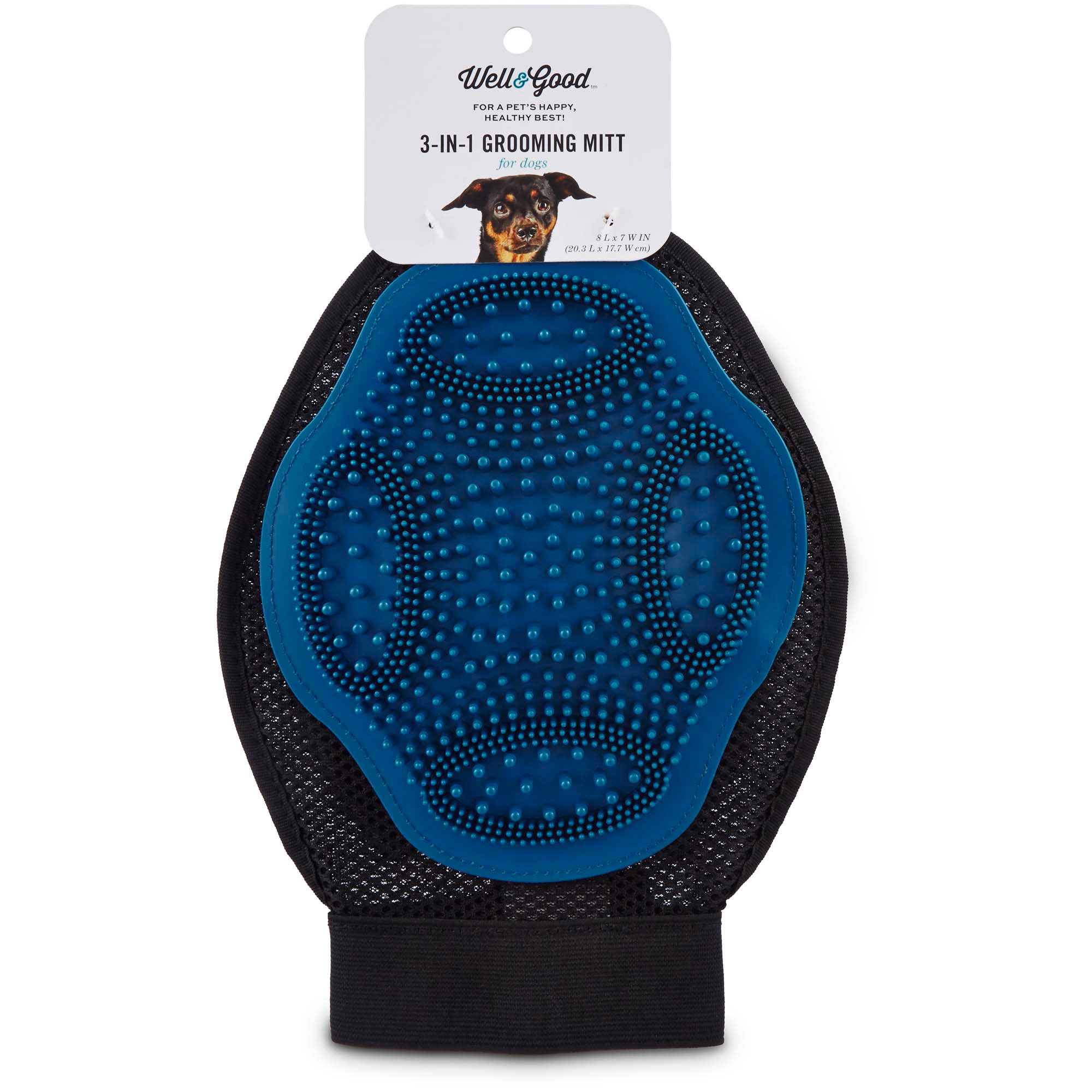 Well & Good Blue 3in1 Grooming Mitt for Dogs Petco