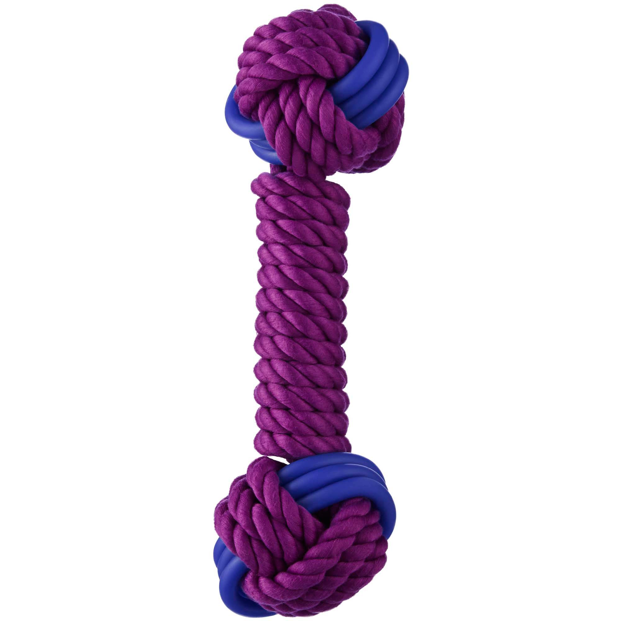 Leaps & Bounds Toss and Tug Rope Barbell Dog Toy With TPR in Assorted