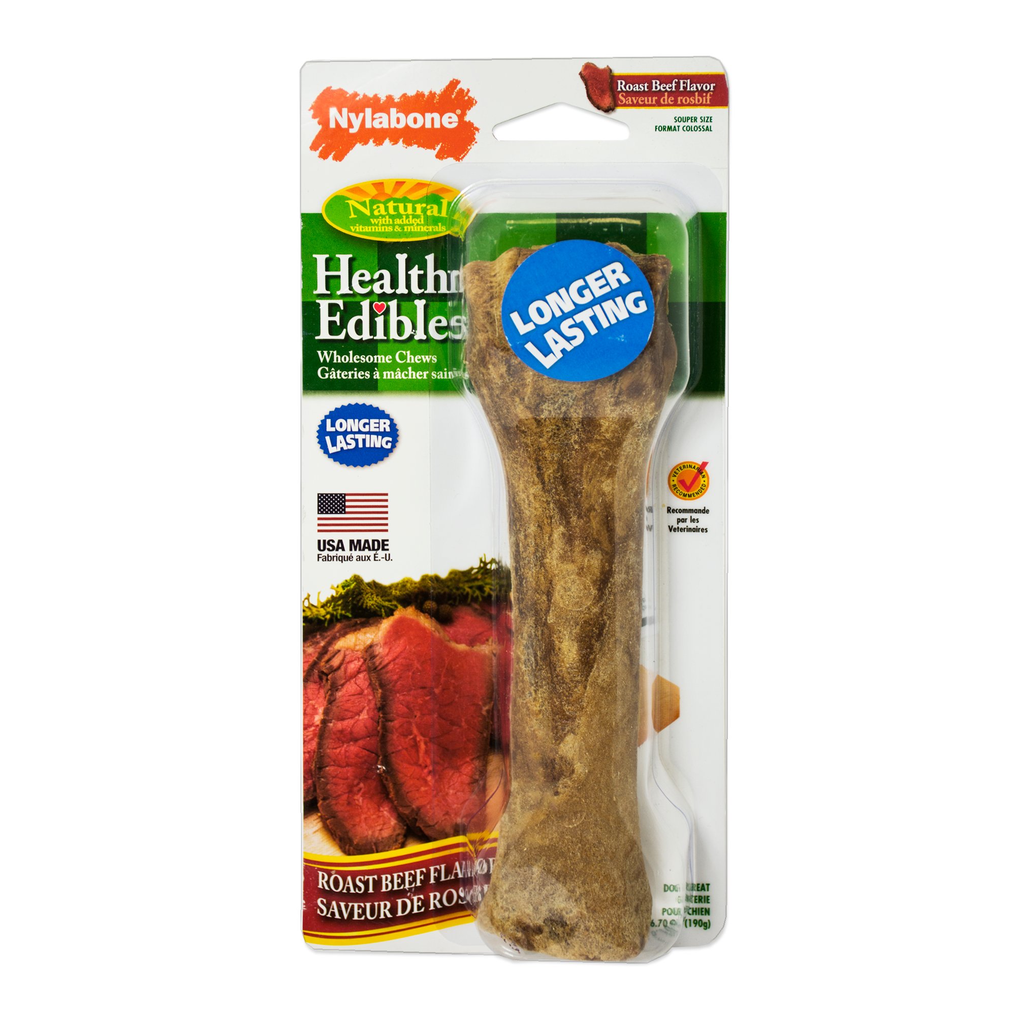 Nylabone Healthy Edibles Roast Beef Flavored Dog Bone Chews Petco