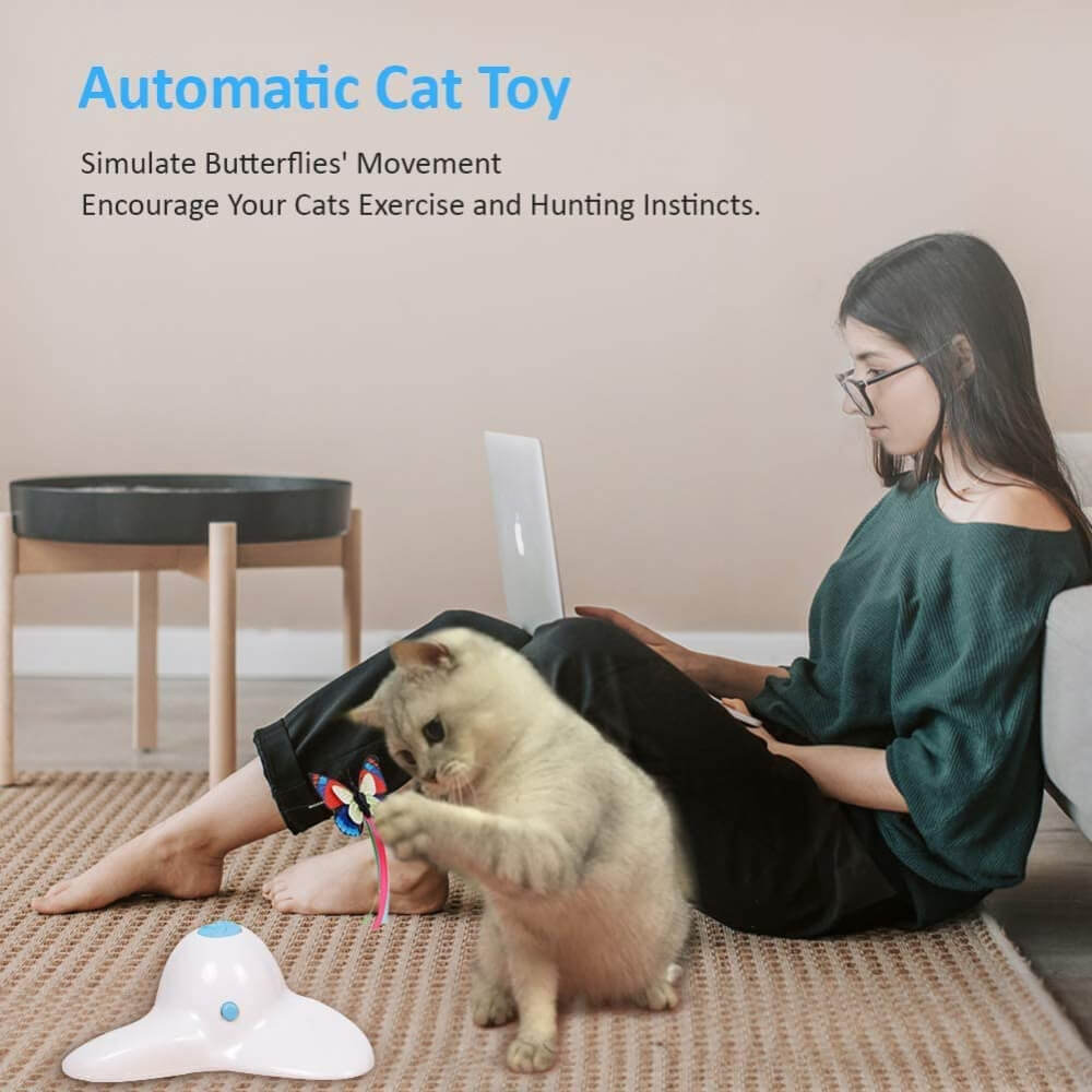 Cat Toy Automatic Electric 360° Rotating Butterfly Petco BD