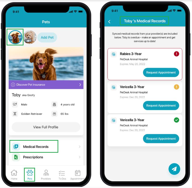 Accessing or editing my pet's medical / prescription records PetDesk
