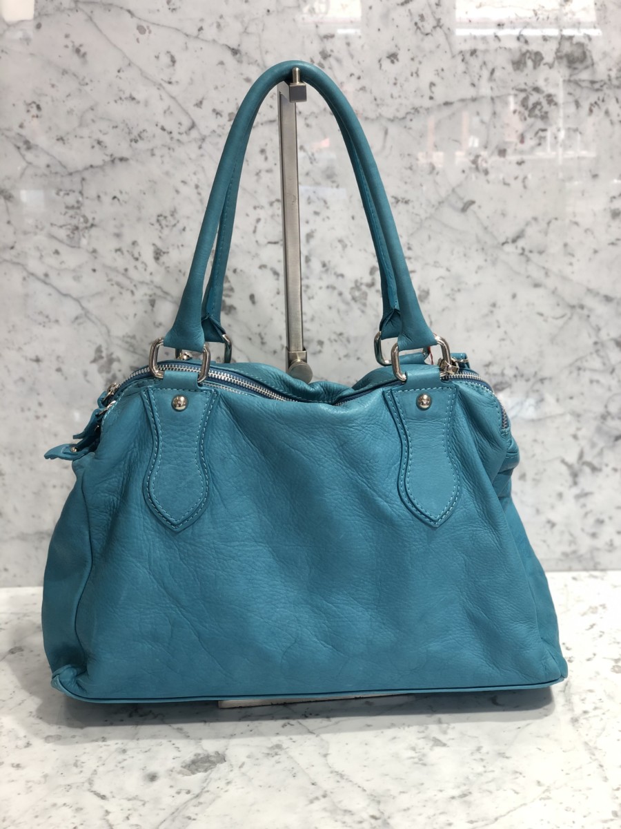 Handtasche Farbe Hellblau Handschuhleder Made in Italy Peter