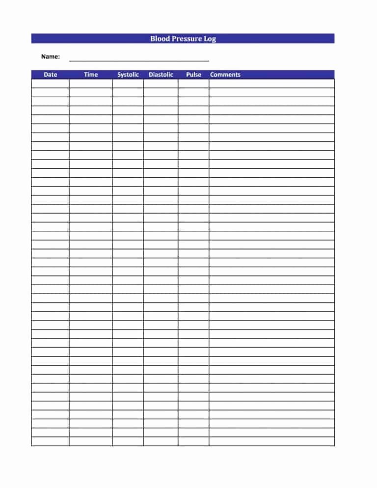 Blood Pressure Log Excel Peterainsworth