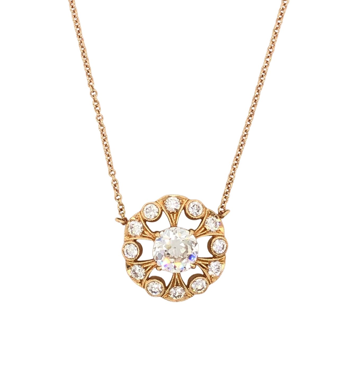 Rose Gold and Diamond Necklace Los Angeles Peter Norman