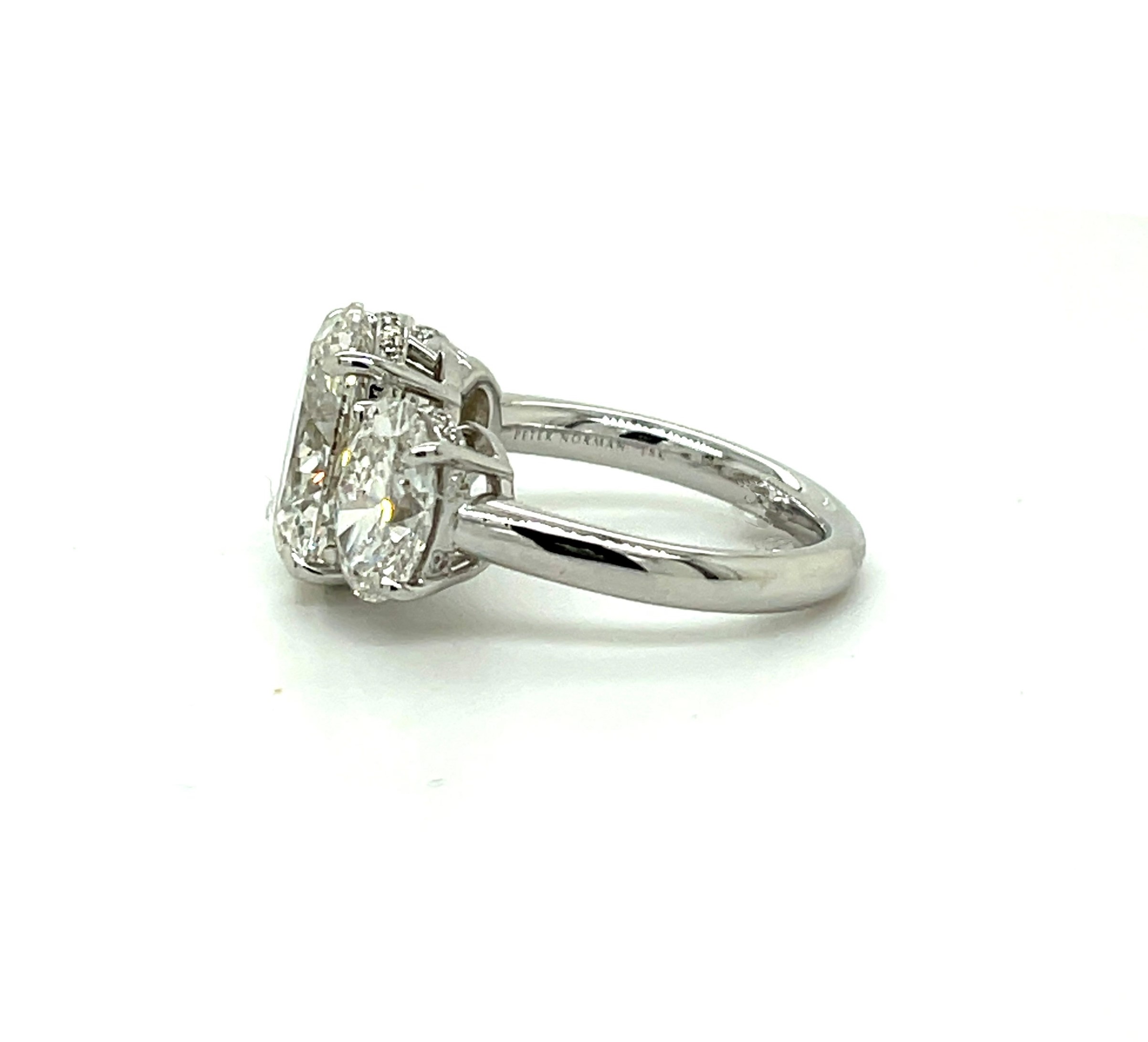 ThreeStone Oval Diamond Engagement Ring Los Angeles Peter Norman