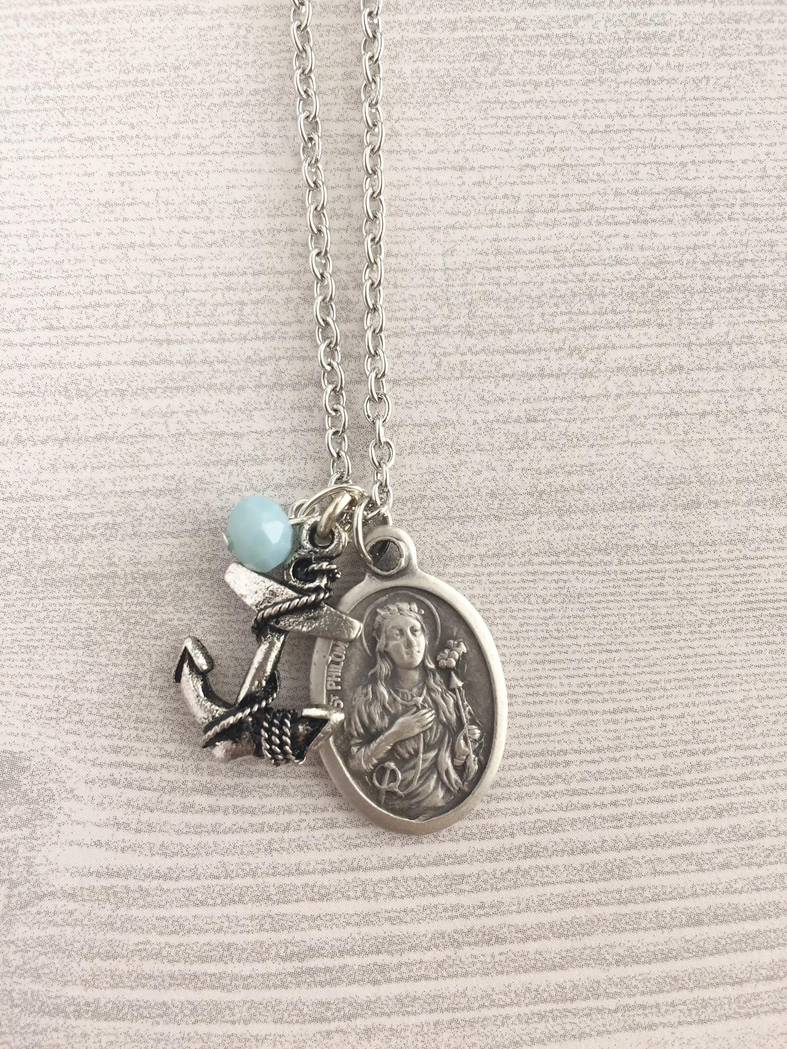St. Philomena Necklace Anchor Confirmation Saint Necklace Confirmation Gift for Girl Peter