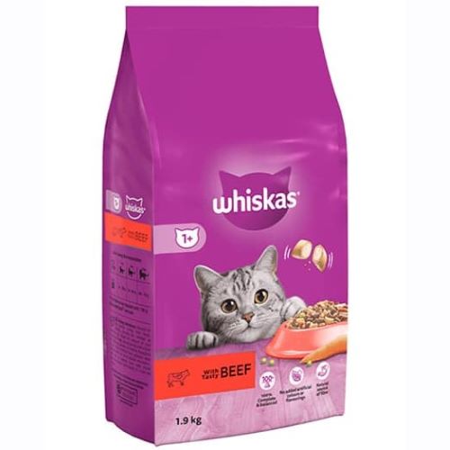 WHISKAS ADULT DRY BEEF 1.9KG PetEssentials