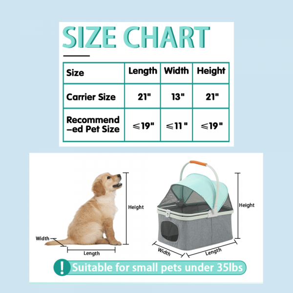 PetMaster Rubeku Pet Stroller BNDC w/Carrier (8009A) Mint Checkers