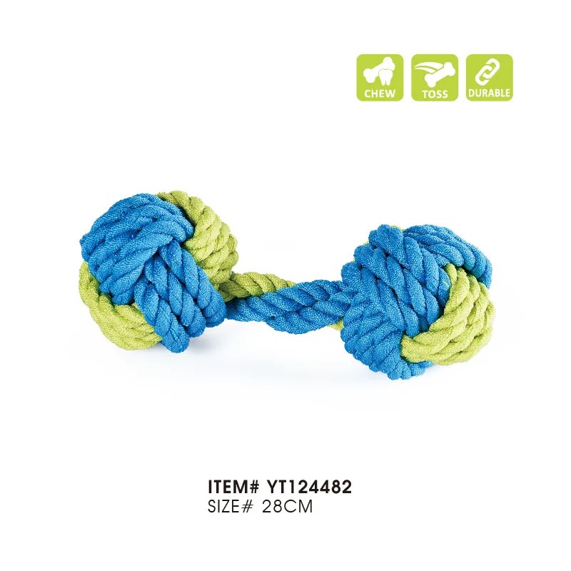 Dumbbell Tug And Toss Dog Toy Durable Chew Rope Petstar