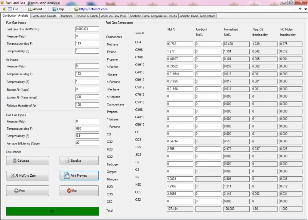 Fuel And Combustion Calculator Petrosof