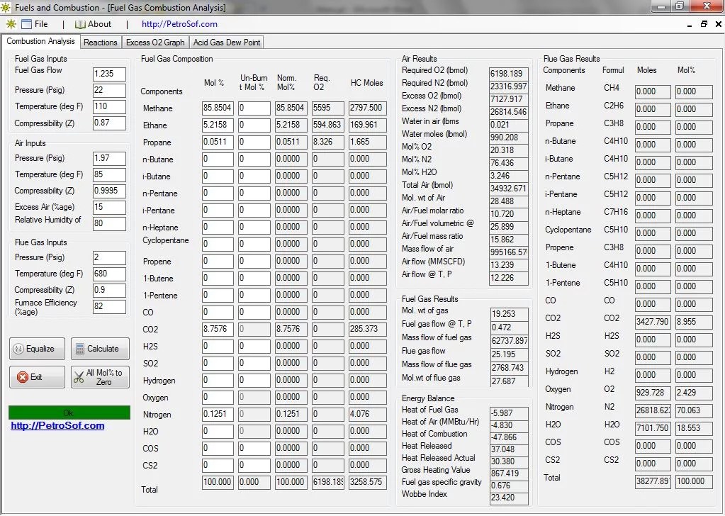 Fuel And Combustion Calculator Petrosof