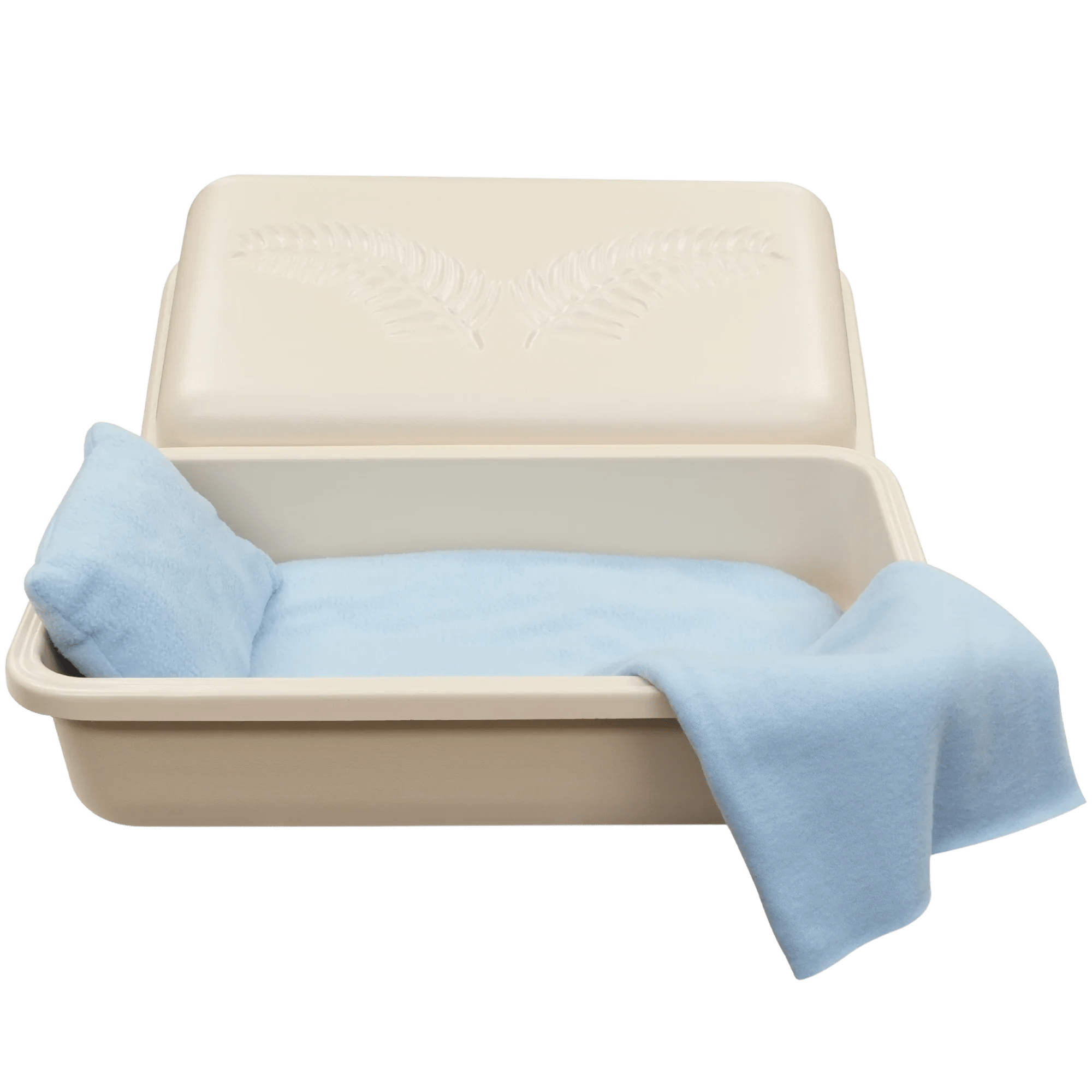 Only 189 Ivory Pet Casket With Blue Interior For Your Pet Plastic
