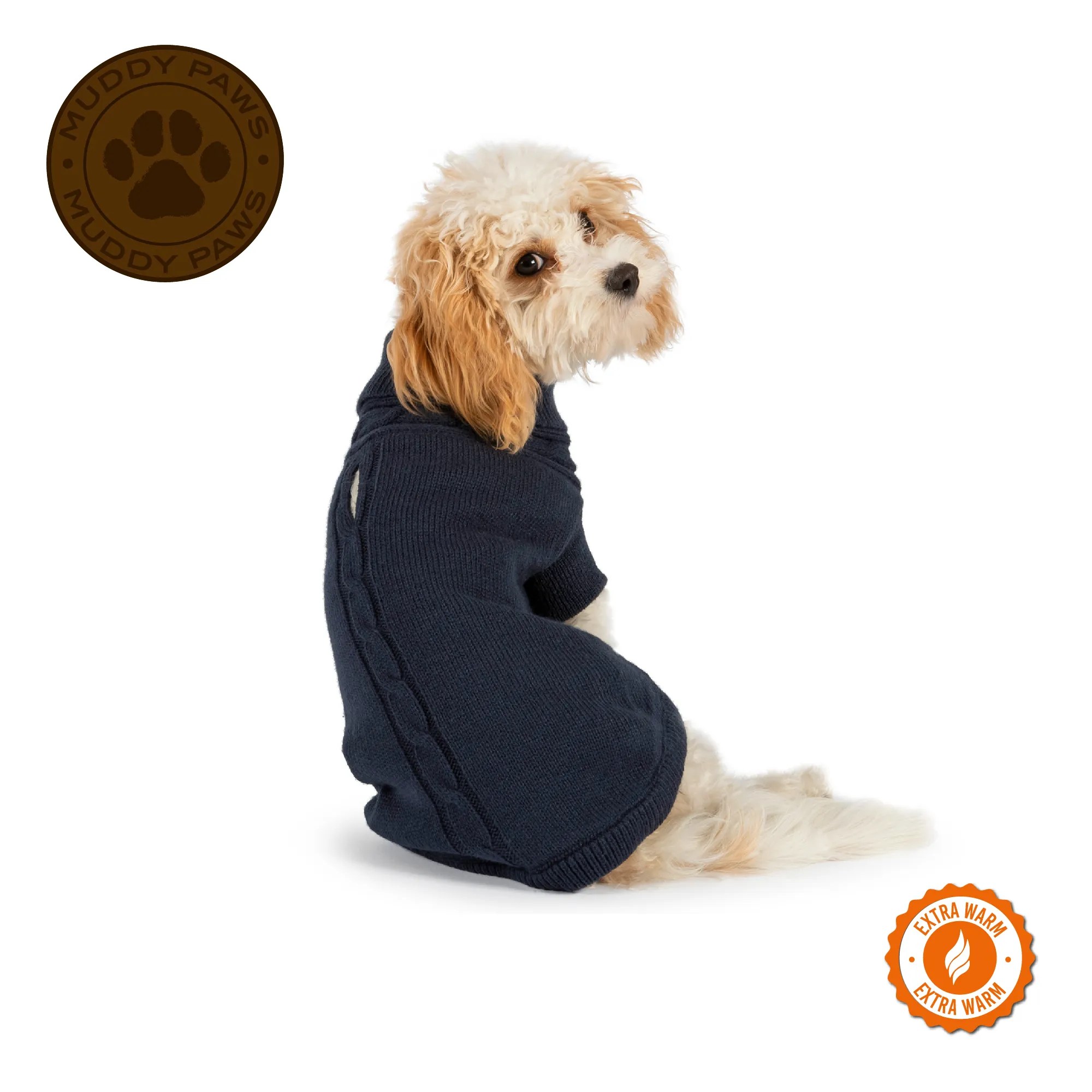 Cable Knitted Dog Jumper Navy Pets Plus Pet Shop Cork