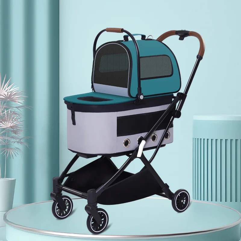 Double Pet Stroller with Detachable Carriers Petssaw