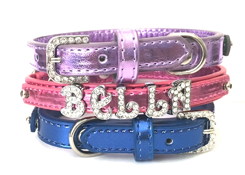 Bling Designer Personalized Leather Dog collars