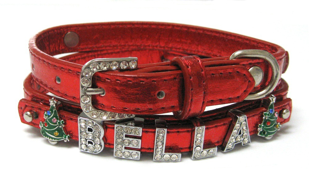 Bling Designer Personalized Leather Dog collars