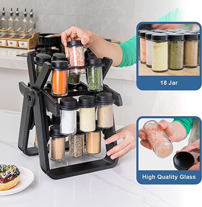 Rotating Spice Rack Organizer with 18 Glass Spice rack ThePettahKade.lk Online Shopping in