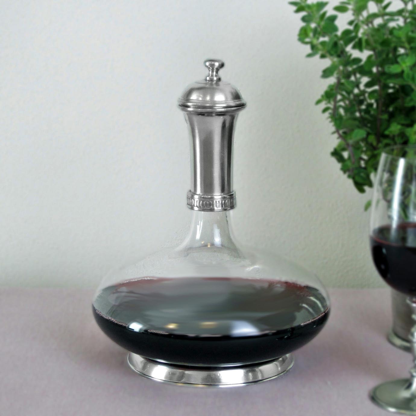 Pewter & Glass Decanter with Top Italian Pewter Drinkware