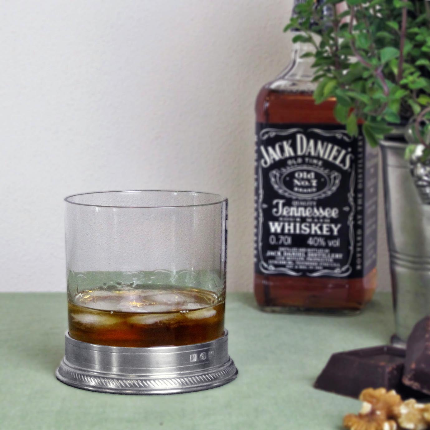 Crystal & Pewter Whisky Glass Double Old Fashioned