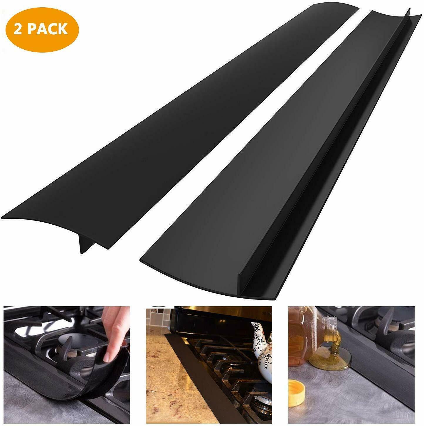 2pcs Silicone Stove Counter Gap Cover For Cooker Worktop Spill Guard