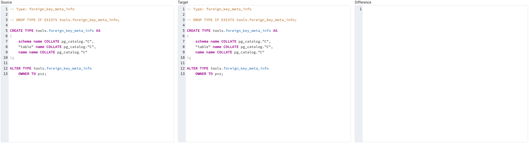 schema diff CREATE EXTENSION tablefunc shown as diff!? (RM 6877
